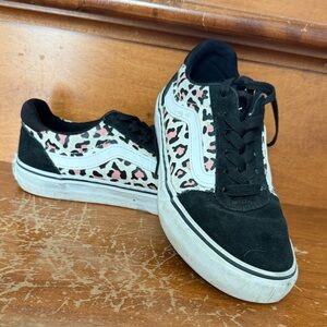 Black and Pink Leopard Low-Top Vans Sneakers Size US Women 6.5